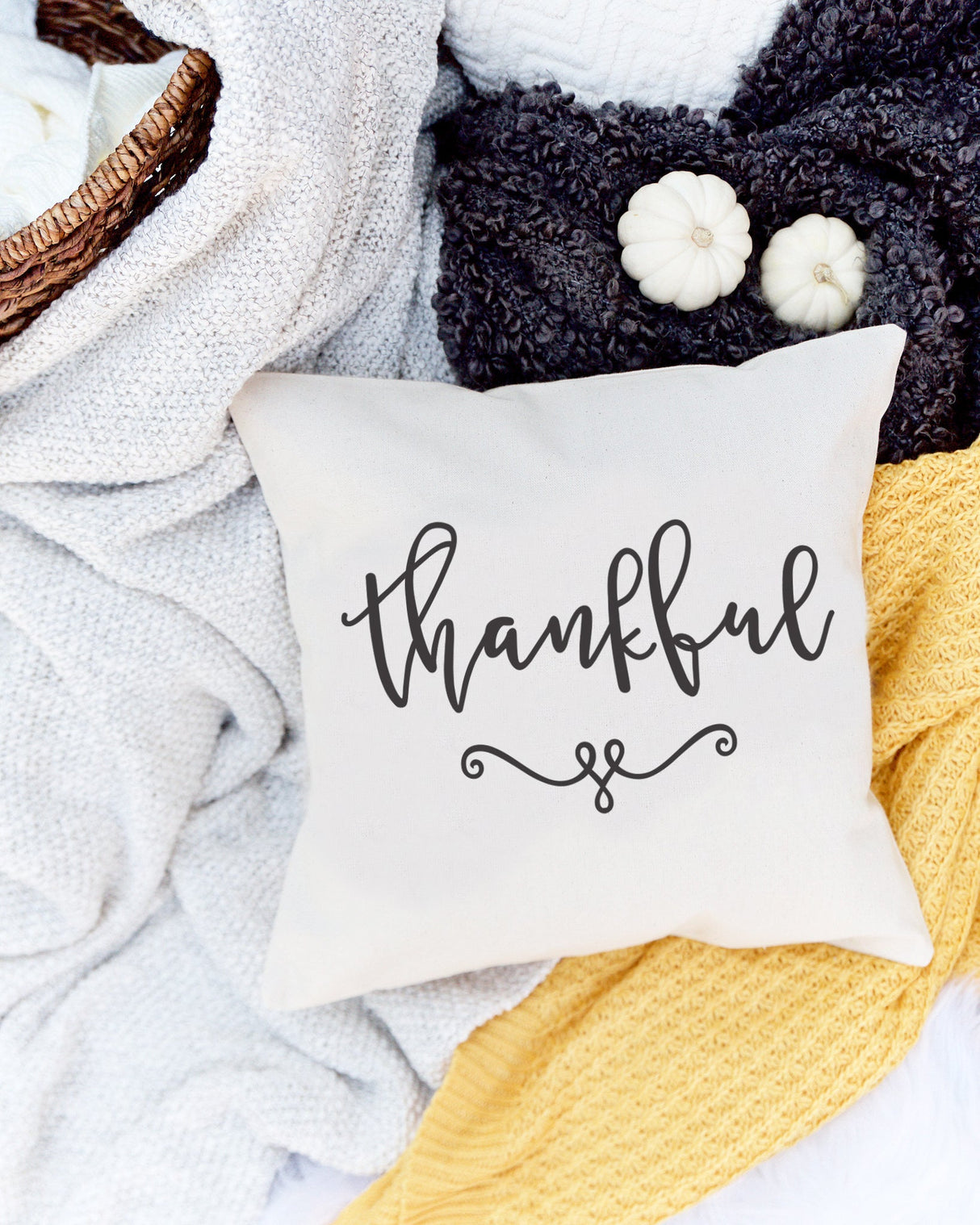 Thankful Pillow Cover from The Cotton & Canvas Co.