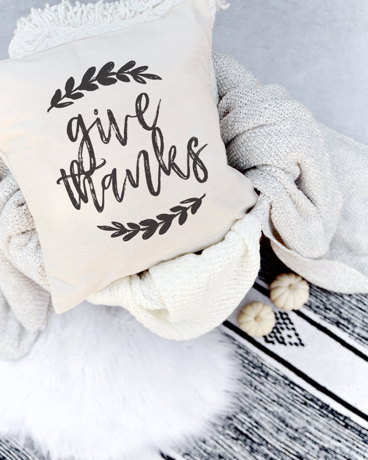 Give Thanks Pillow Cover from The Cotton & Canvas Co.