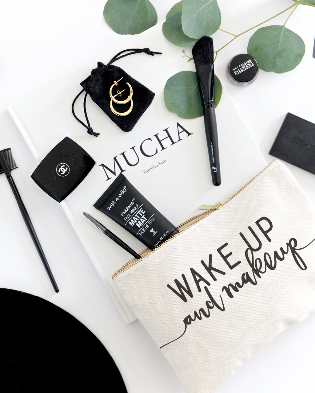 Wake Up and Makeup Cotton Canvas Cosmetic Bag from The Cotton & Canvas Co.