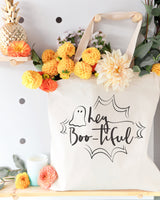 Hey BOO-tiful Halloween Cotton Canvas Tote Bag from The Cotton & Canvas Co.