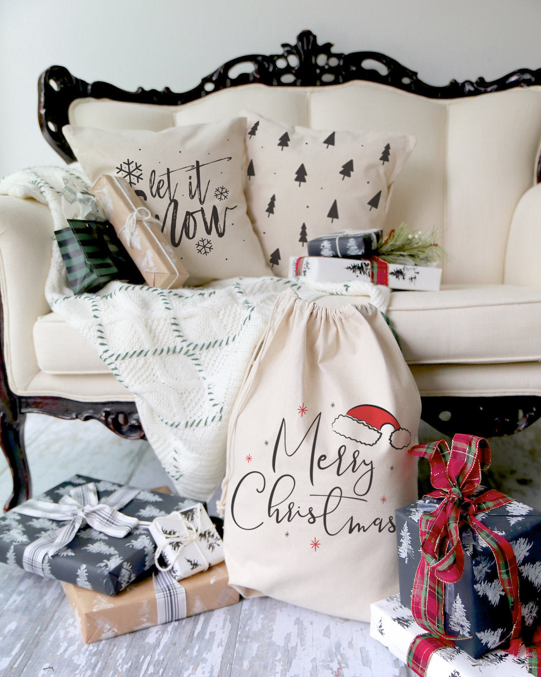 Let It Snow Christmas Holiday Pillow Cover from The Cotton & Canvas Co.