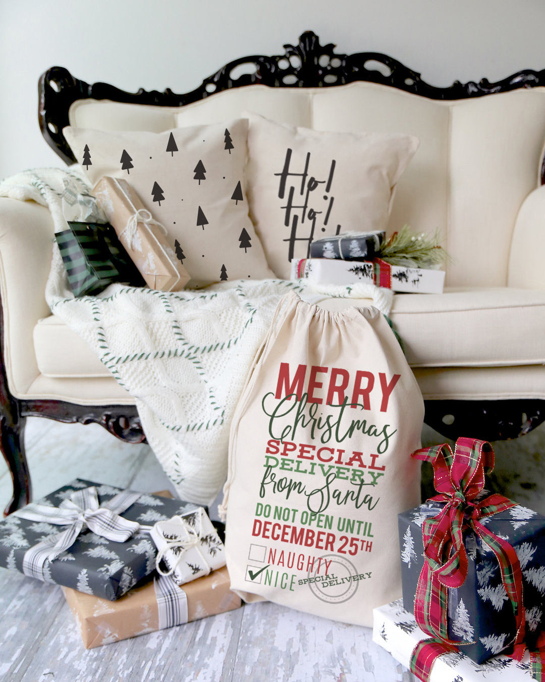 Christmas Trees Cotton Canvas Holiday Pillow Cover from The Cotton & Canvas Co.
