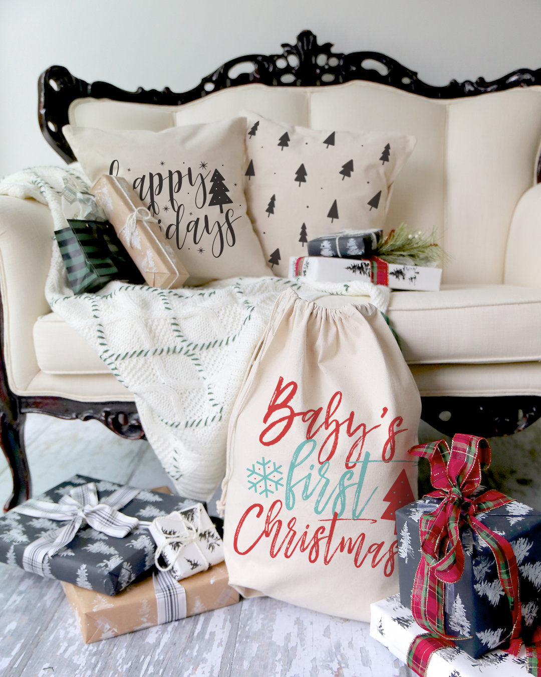 Happy Holidays Christmas Pillow Cover from The Cotton & Canvas Co.