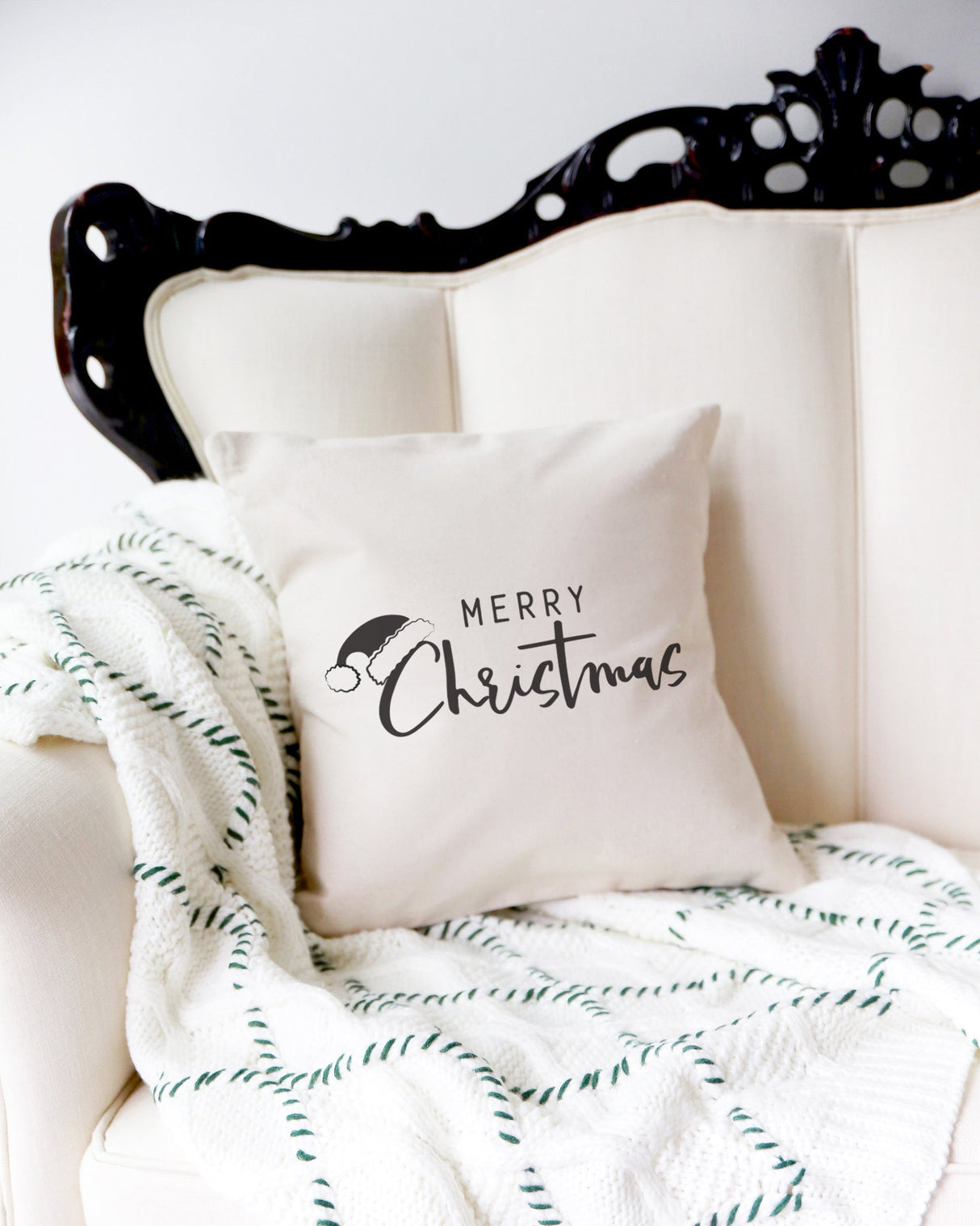 Merry Christmas Cotton Canvas Holiday Pillow Cover from The Cotton & Canvas Co.