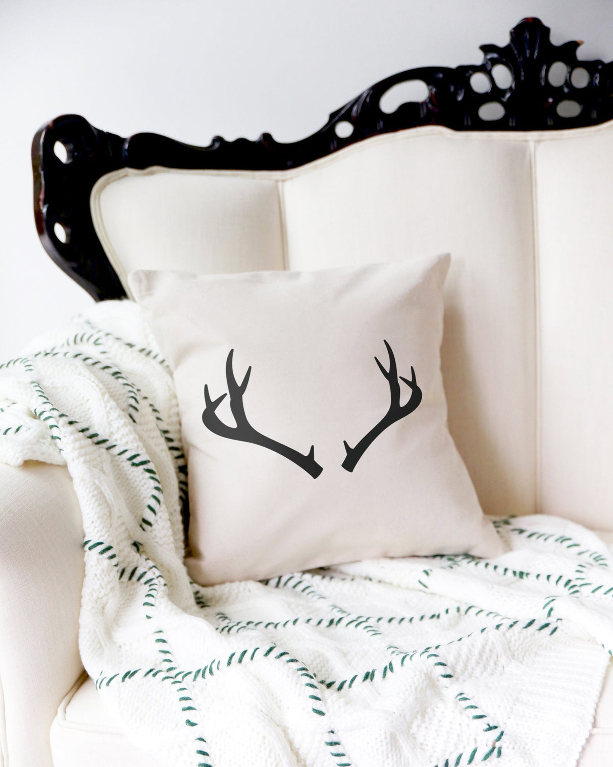 Deer Antler Christmas Holiday Pillow Cover from The Cotton & Canvas Co.