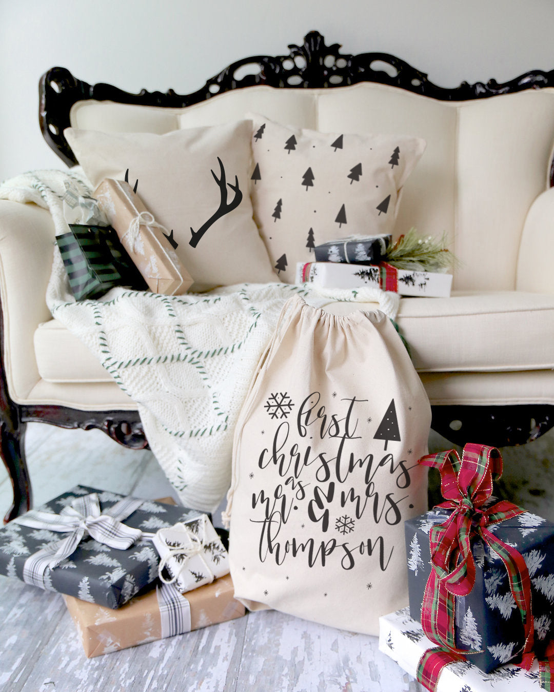 Deer Antler Christmas Holiday Pillow Cover from The Cotton & Canvas Co.