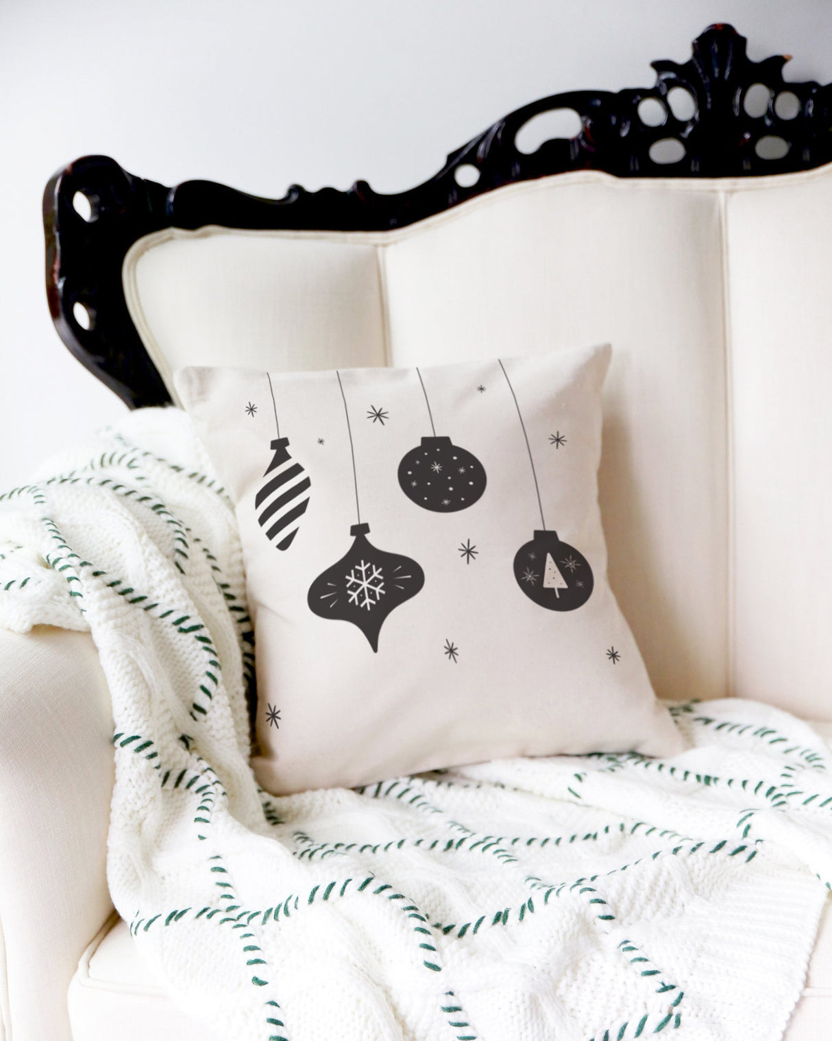 Hanging Ornament Christmas Holiday Pillow Cover from The Cotton & Canvas Co.