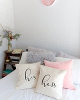 His and Hers Pillow Covers, 2-Pack from The Cotton & Canvas Co.