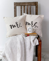 Mr. and Mrs. Pillow Covers, 2-Pack from The Cotton & Canvas Co.