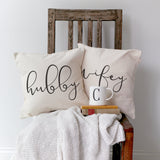 Hubby and Wifey Pillow Covers, 2-Pack from The Cotton & Canvas Co.