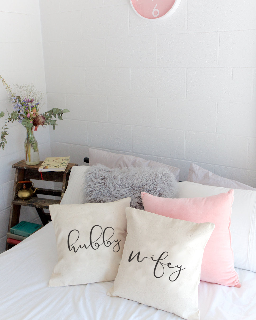 Hubby and Wifey Pillow Covers, 2-Pack from The Cotton & Canvas Co.