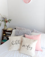 Hubby and Wifey Pillow Covers, 2-Pack from The Cotton & Canvas Co.