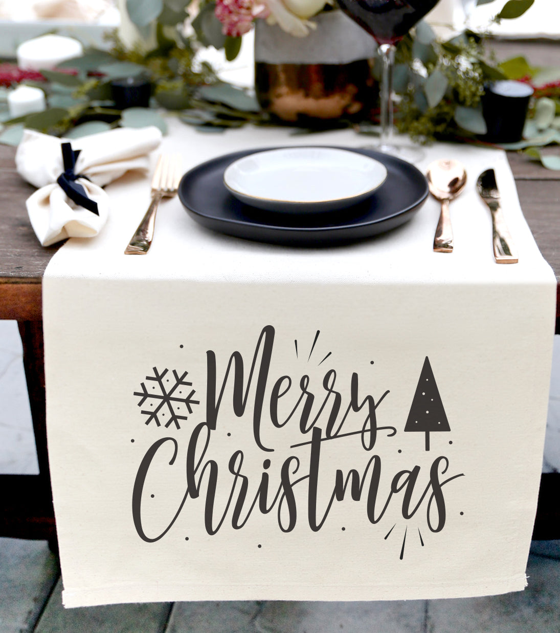 Merry Christmas Cotton Canvas Table Runner from The Cotton & Canvas Co.