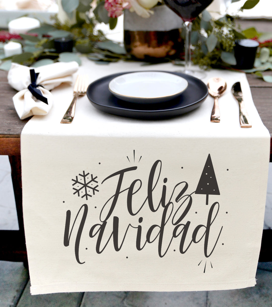 Feliz Navidad Cotton Canvas Table Runner from The Cotton & Canvas Co.