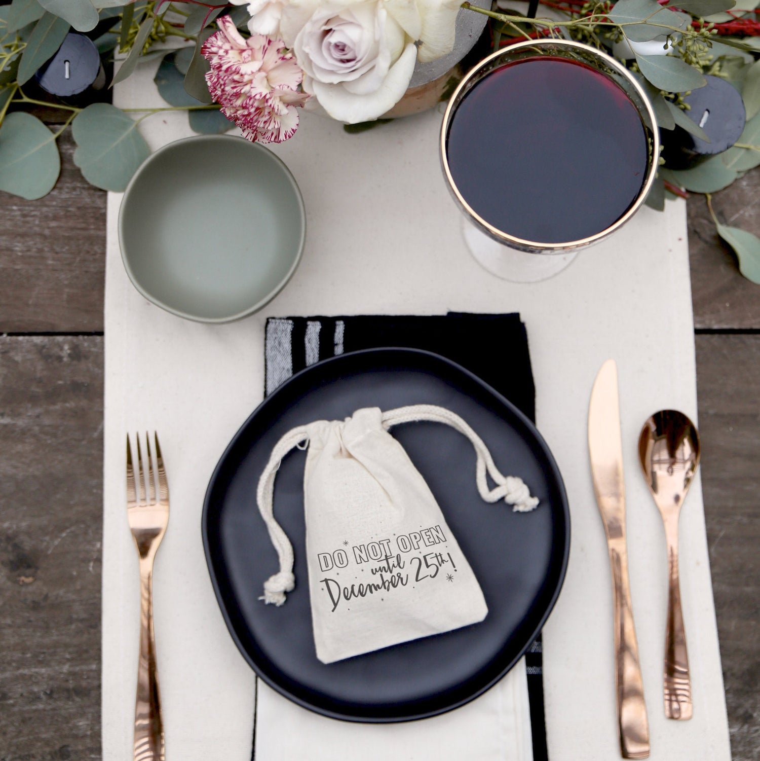 Do Not Open Until December 25th Christmas Holiday Favor Bags, 6-Pack from The Cotton & Canvas Co.