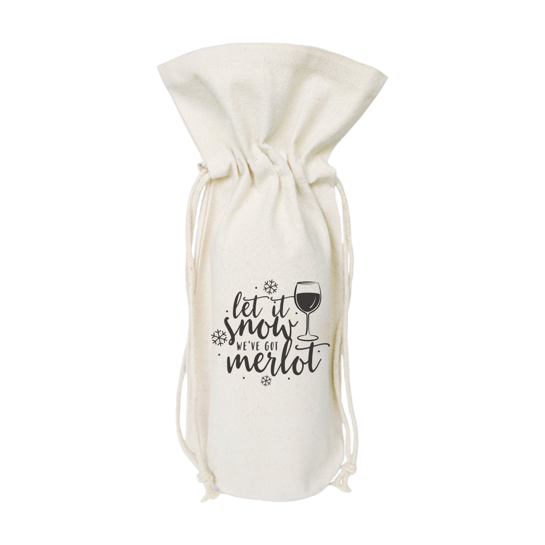 Let It Snow, We've Got Merlot Christmas Canvas Wine Bag from The Cotton & Canvas Co.