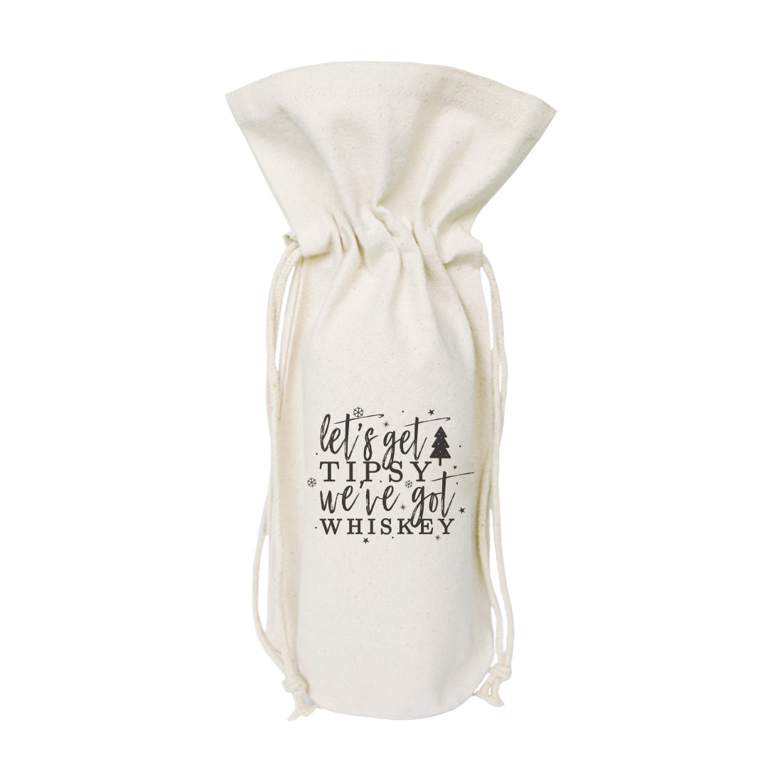 Let's Get Tipsy, We've Got Whiskey Christmas Canvas Wine Bag from The Cotton & Canvas Co.