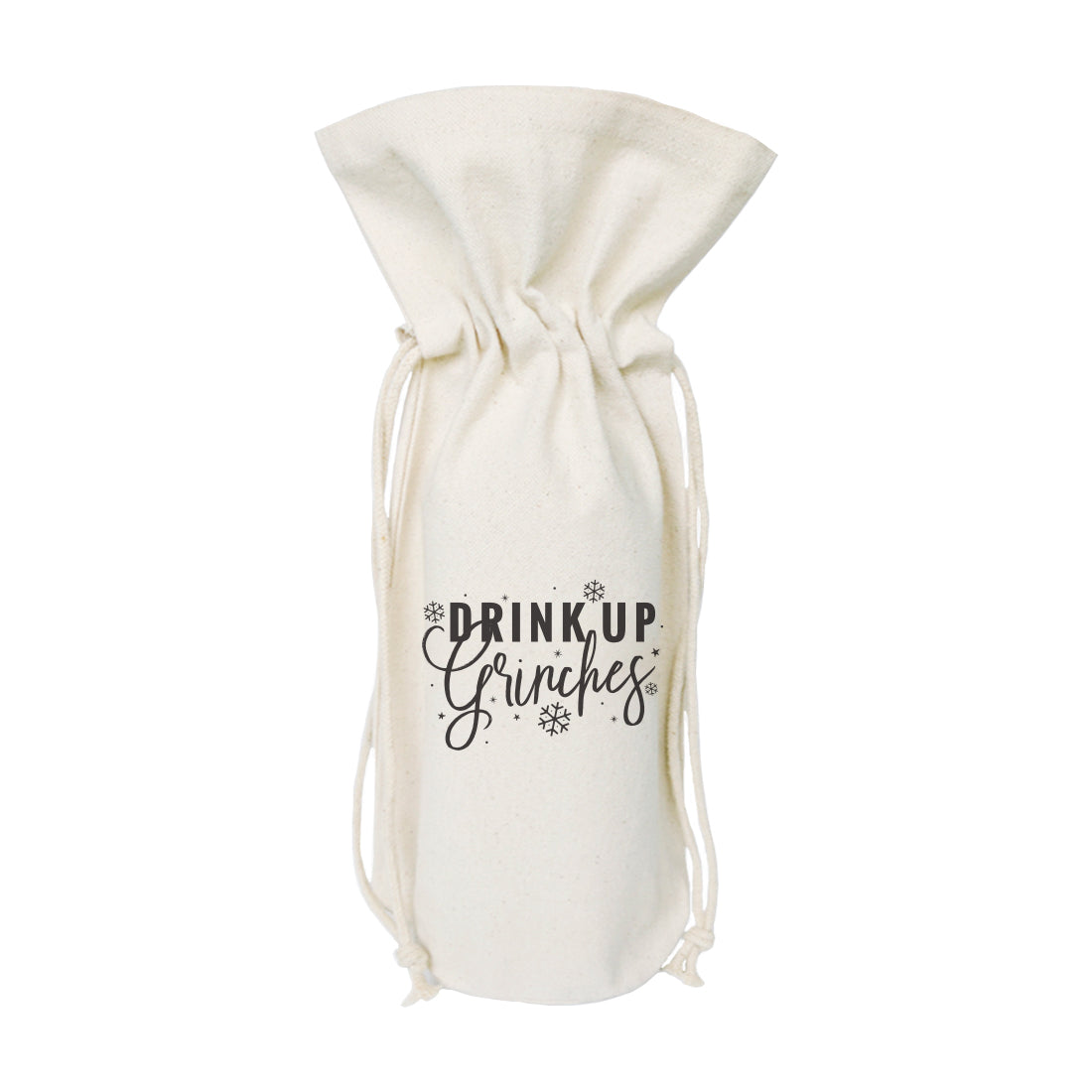 Drink up Grinches Christmas Canvas Wine Bag from The Cotton & Canvas Co.