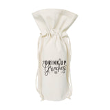 Drink up Grinches Christmas Canvas Wine Bag from The Cotton & Canvas Co.