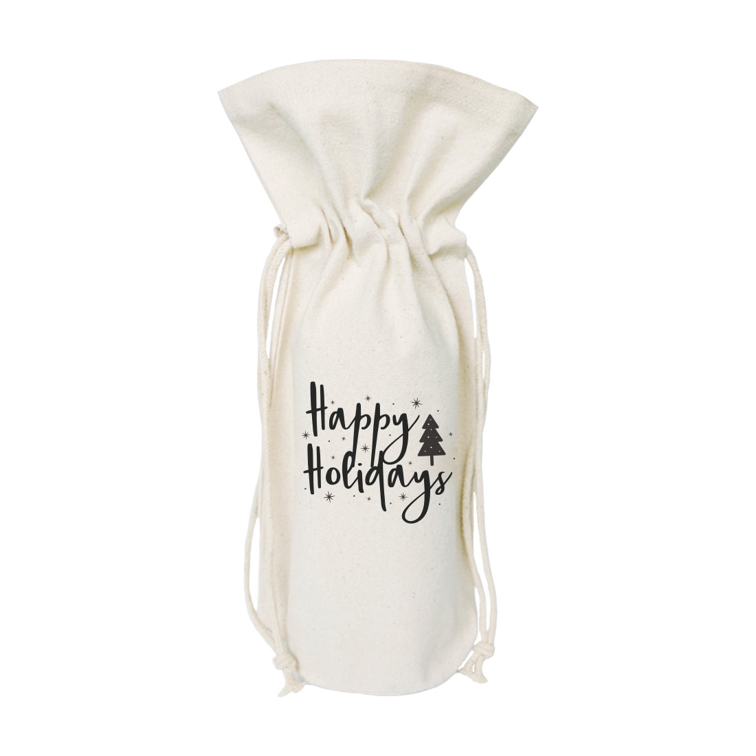 Happy Holiday Christmas Canvas Wine Bag from The Cotton & Canvas Co.