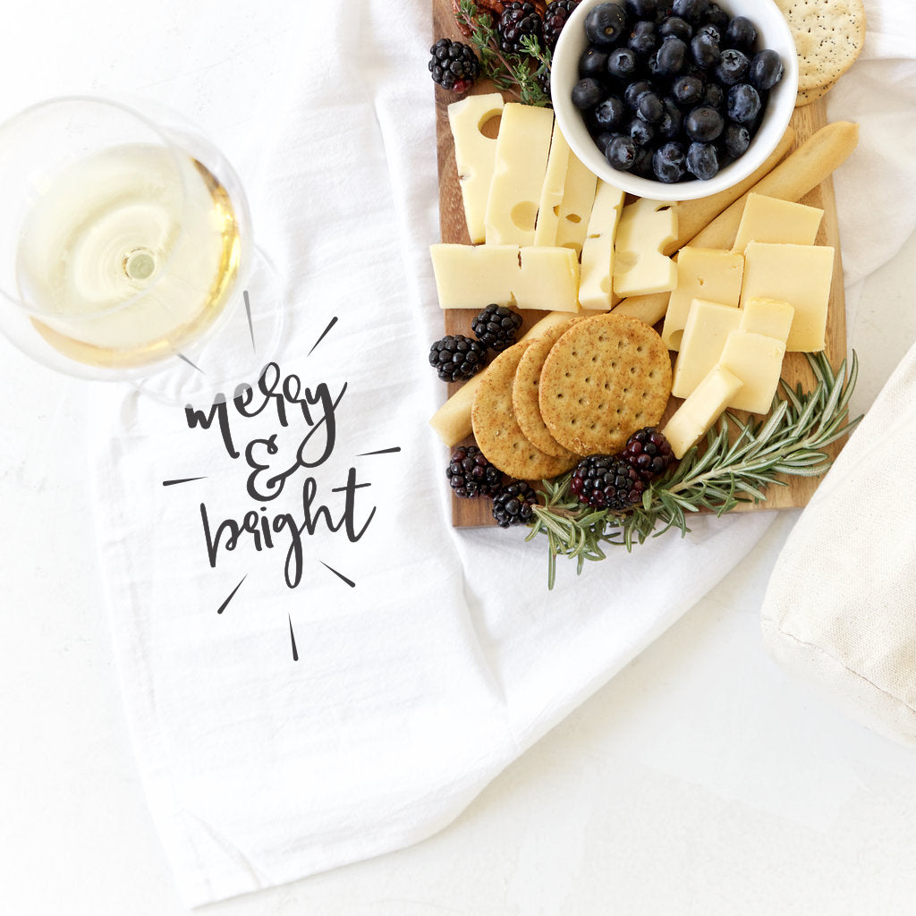 Merry and Bright Cotton Canvas Christmas Kitchen Tea Towel from The Cotton & Canvas Co.