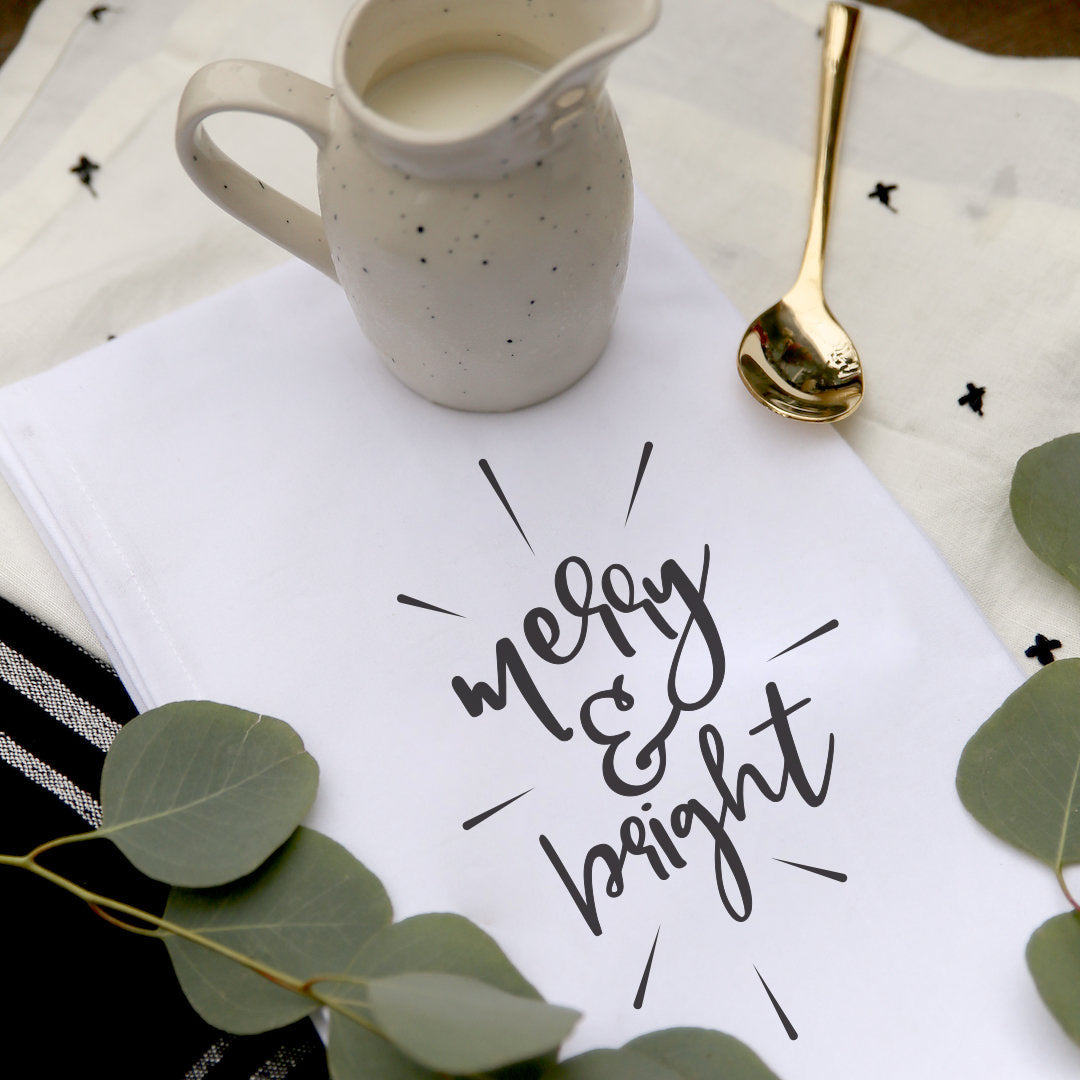 Merry and Bright Cotton Canvas Christmas Kitchen Tea Towel from The Cotton & Canvas Co.
