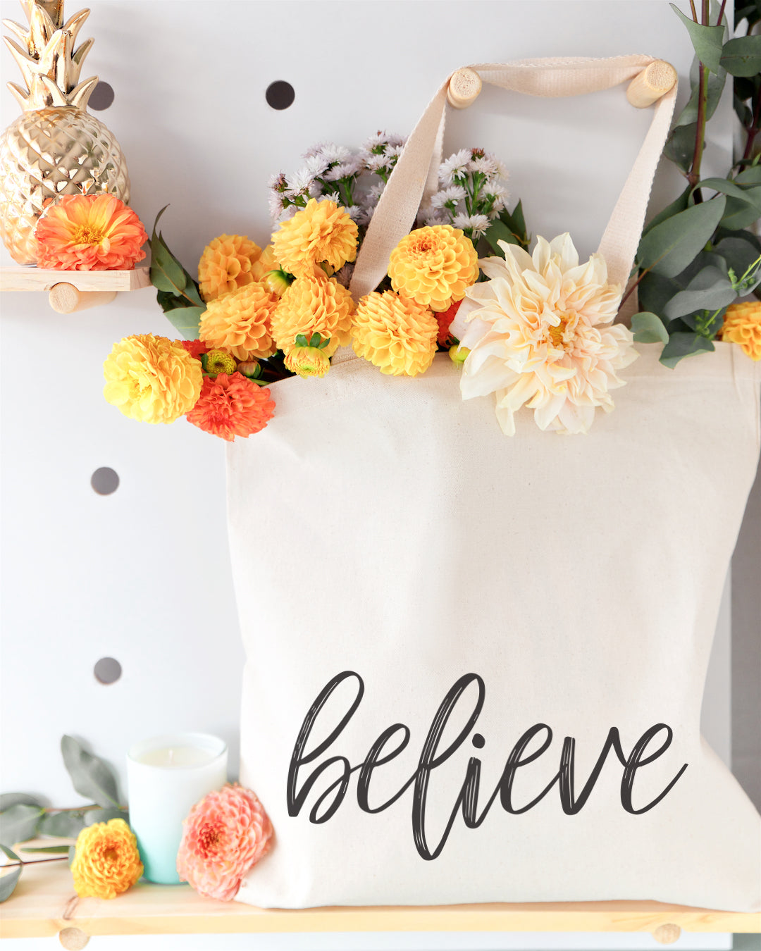 Believe Gym Cotton Canvas Tote Bag from The Cotton & Canvas Co.