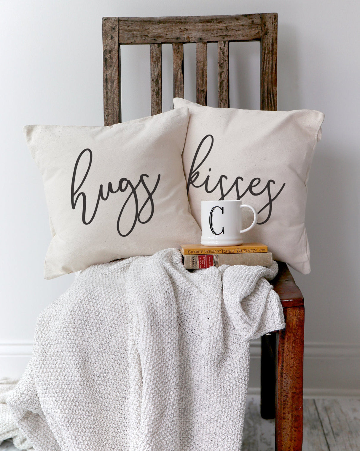 Hugs and Kisses Pillow Cover, 2 Pack from The Cotton & Canvas Co.