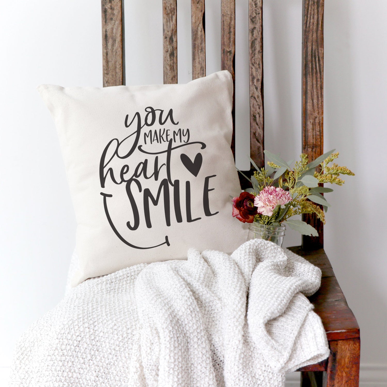 You Make My Heart Smile Pillow Cover from The Cotton & Canvas Co.