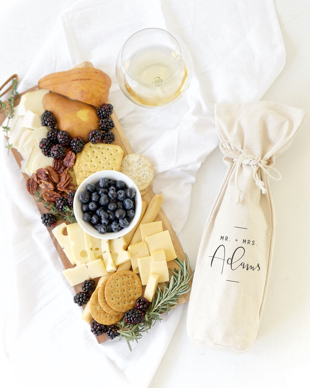 Mr. & Mrs. with Last Name Cotton Canvas Wine Bag from The Cotton & Canvas Co.