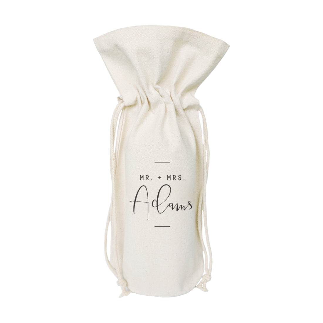 Mr. & Mrs. with Last Name Cotton Canvas Wine Bag from The Cotton & Canvas Co.