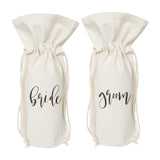 Bride and Groom Cotton Canvas Wine Bag 2-Pack from The Cotton & Canvas Co.