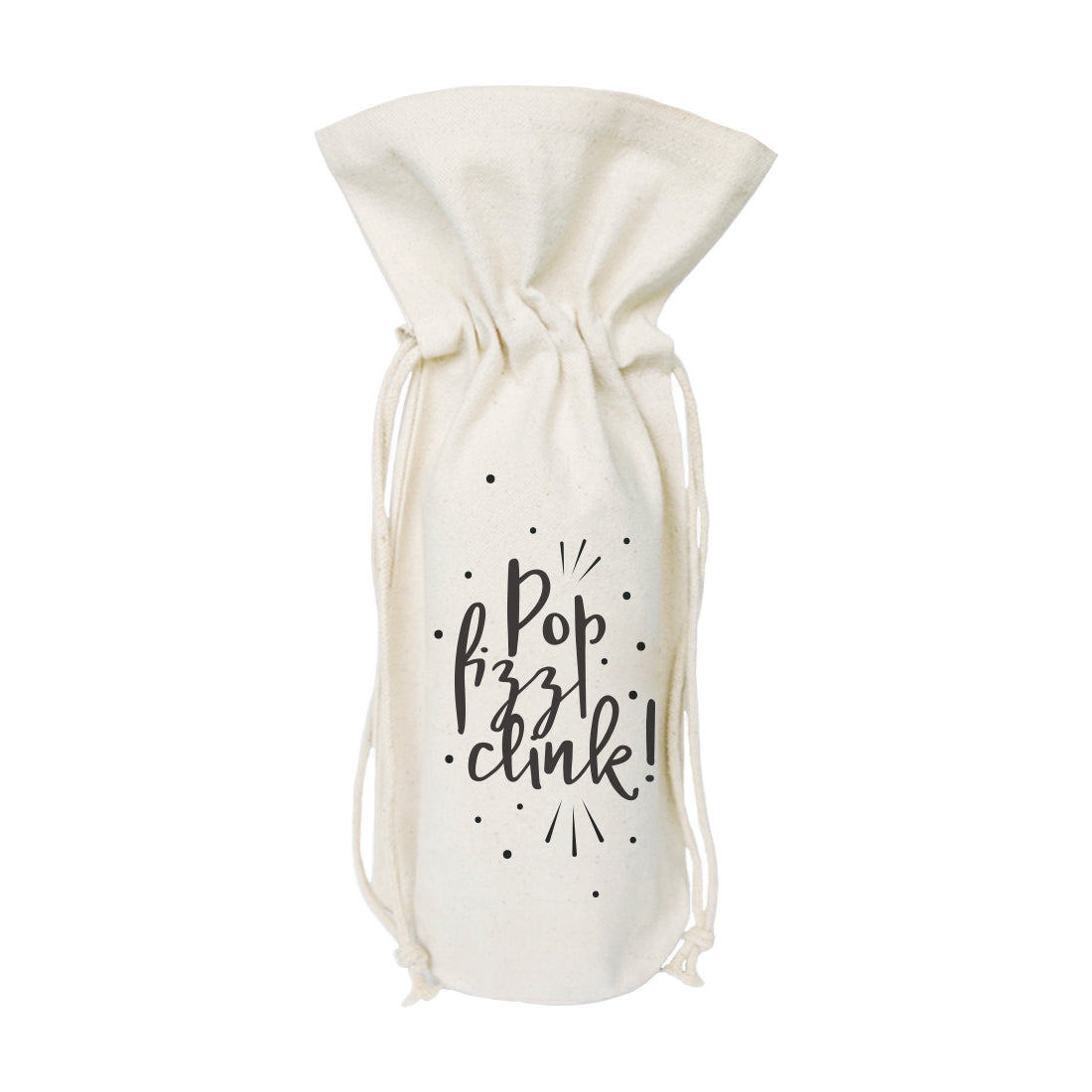 Pop, Fizz, Clink Canvas Wine Bag from The Cotton & Canvas Co.