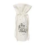 Pop, Fizz, Clink Canvas Wine Bag from The Cotton & Canvas Co.