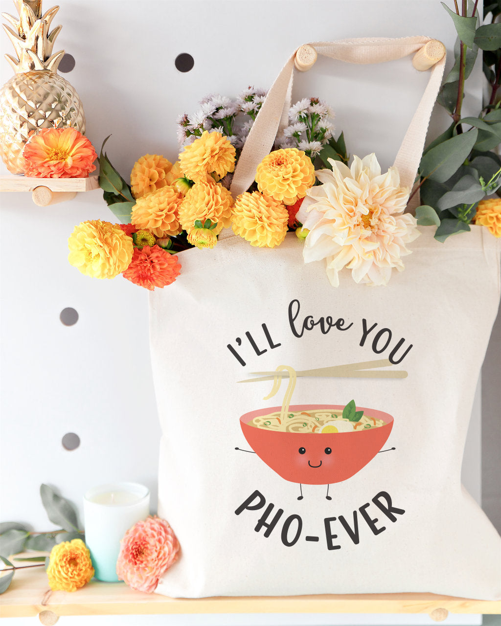 I'll Love You Pho-Ever Cotton Canvas Tote Bag from The Cotton & Canvas Co.