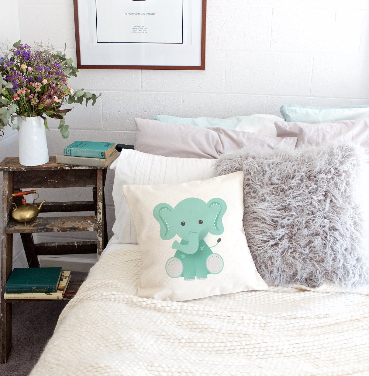 Elephant Cotton Canvas Pillow Cover from The Cotton & Canvas Co.