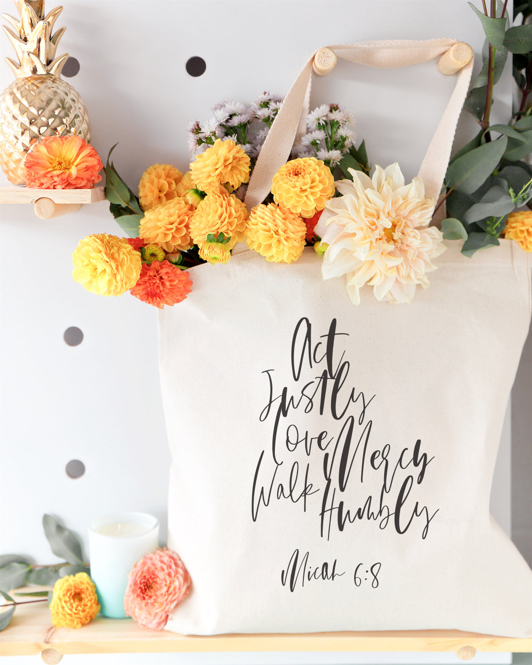 Act Justly Love Mercy Walk Humbly, Micah 6:8 Cotton Canvas Tote Bag from The Cotton & Canvas Co.