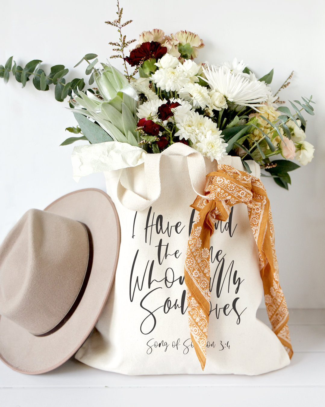 I Have Found the One Whom My Soul Loves, Song of Solomon 3:4 Cotton Canvas Tote Bag from The Cotton & Canvas Co.