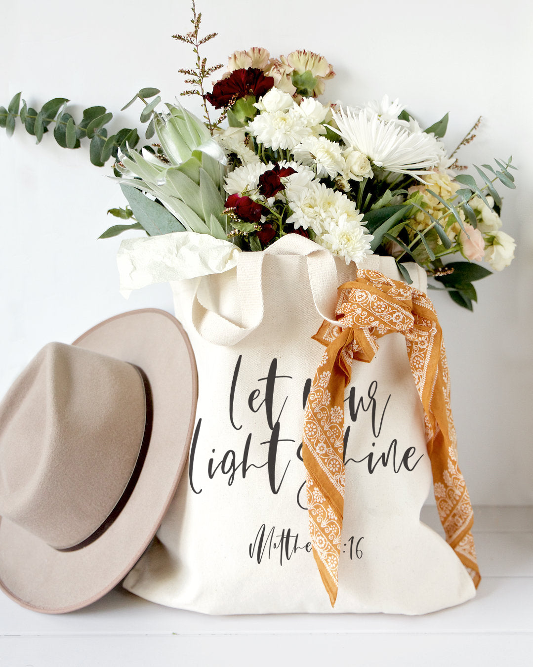 Let Your Light Shine, Matthew 5:16 Cotton Canvas Tote Bag from The Cotton & Canvas Co.