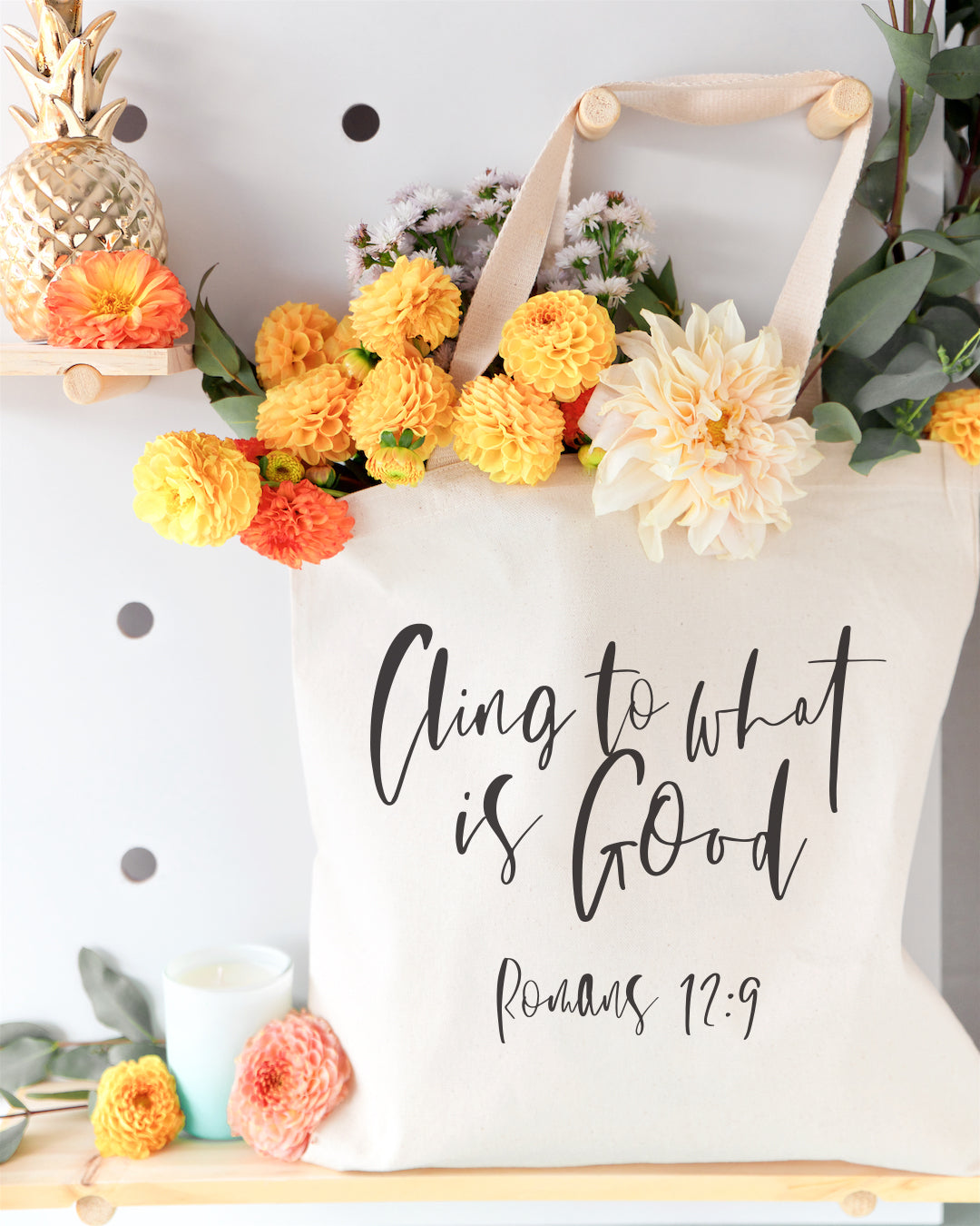 Cling to What is Good, Romans 12:9 Cotton Canvas Tote Bag from The Cotton & Canvas Co.