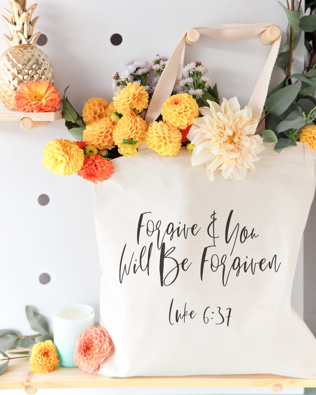 Forgive and You Will Be Forgiven, Luke 6:37 Cotton Canvas Tote Bag from The Cotton & Canvas Co.