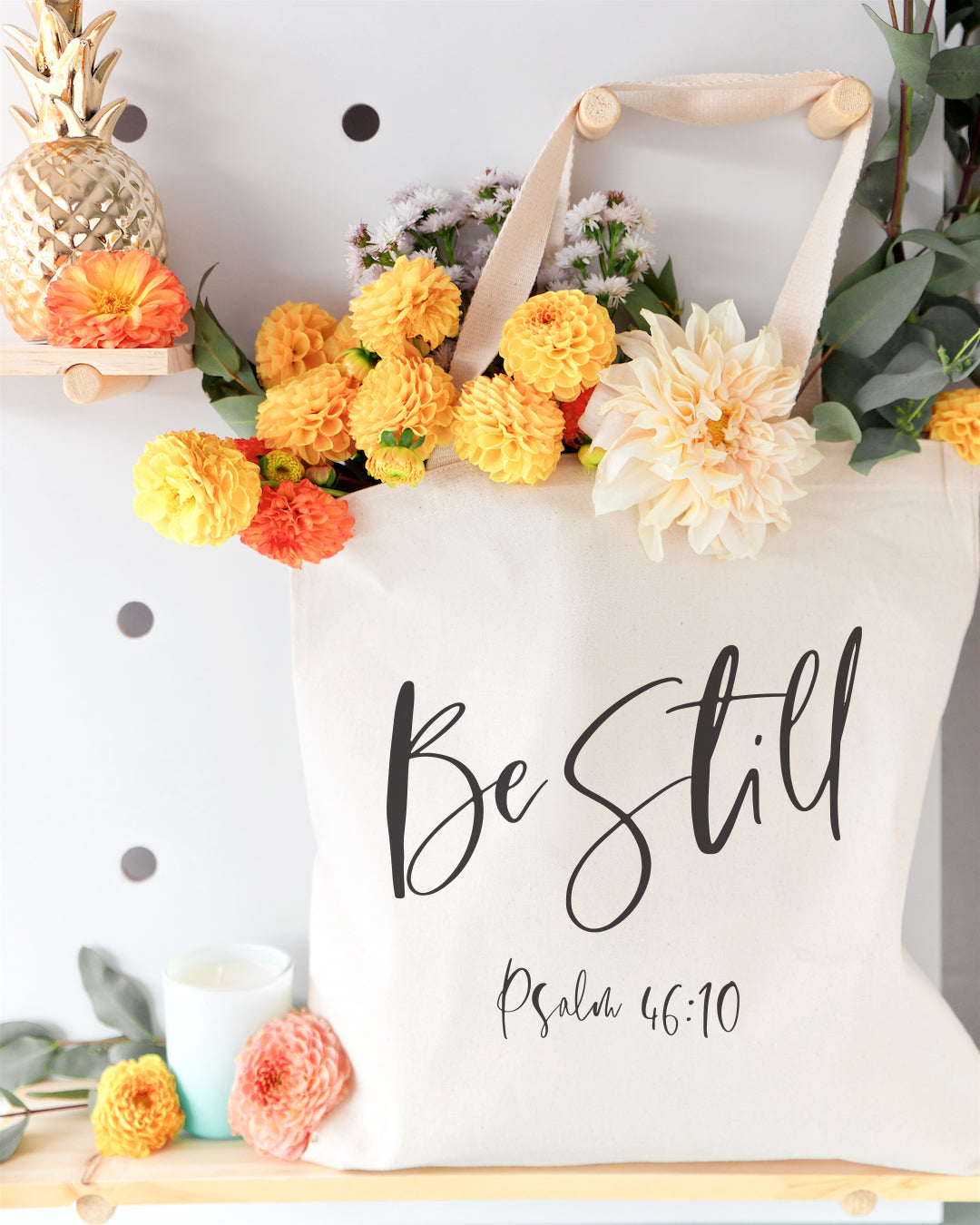 Be Still, Psalm 46:10 Cotton Canvas Tote Bag from The Cotton & Canvas Co.