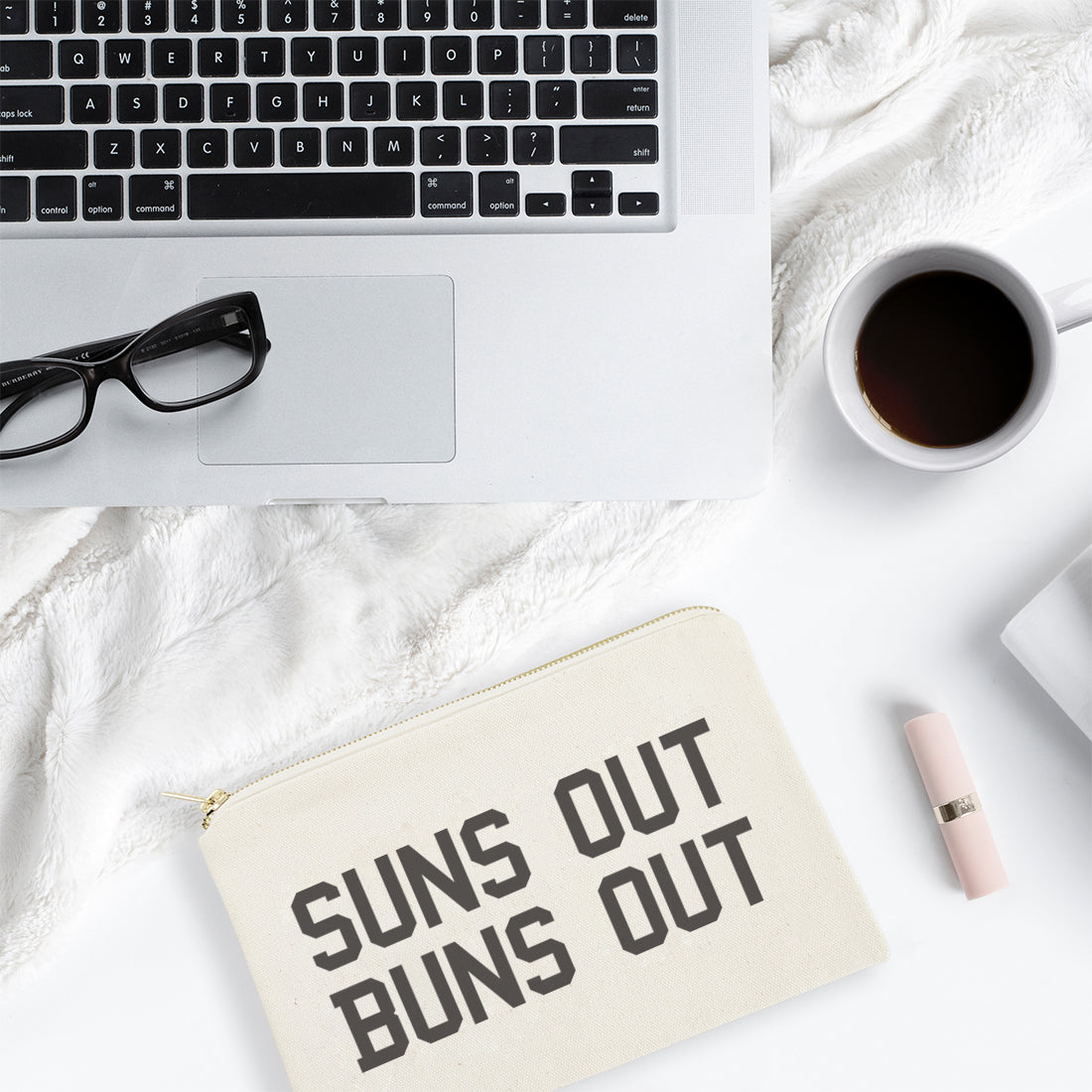 Sun's Out Buns Out Cotton Canvas Cosmetic Bag from The Cotton & Canvas Co.