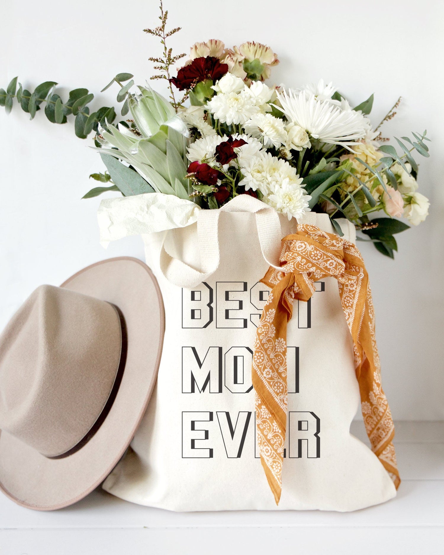 Modern Best Mom Ever Cotton Canvas Tote Bag from The Cotton & Canvas Co.