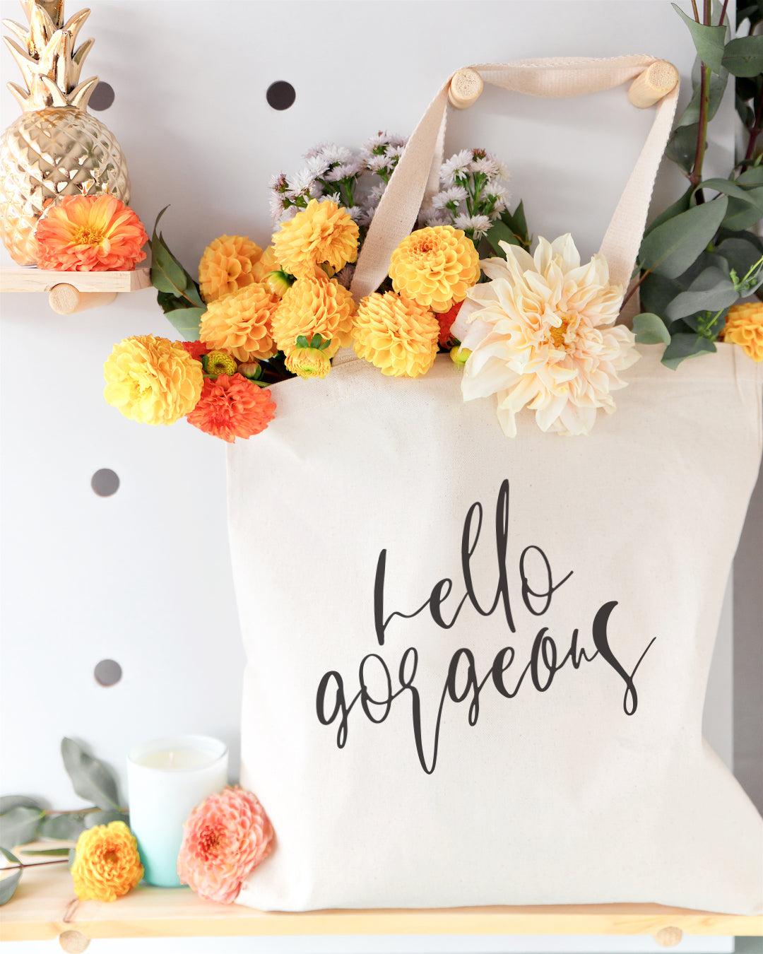 Hello Gorgeous Cotton Canvas Tote Bag from The Cotton & Canvas Co.