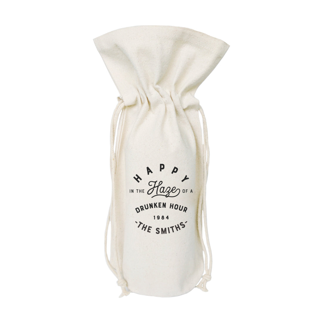 Happy in the Haze of a Drunken Hour Cotton Canvas Wine Bag from The Cotton & Canvas Co.