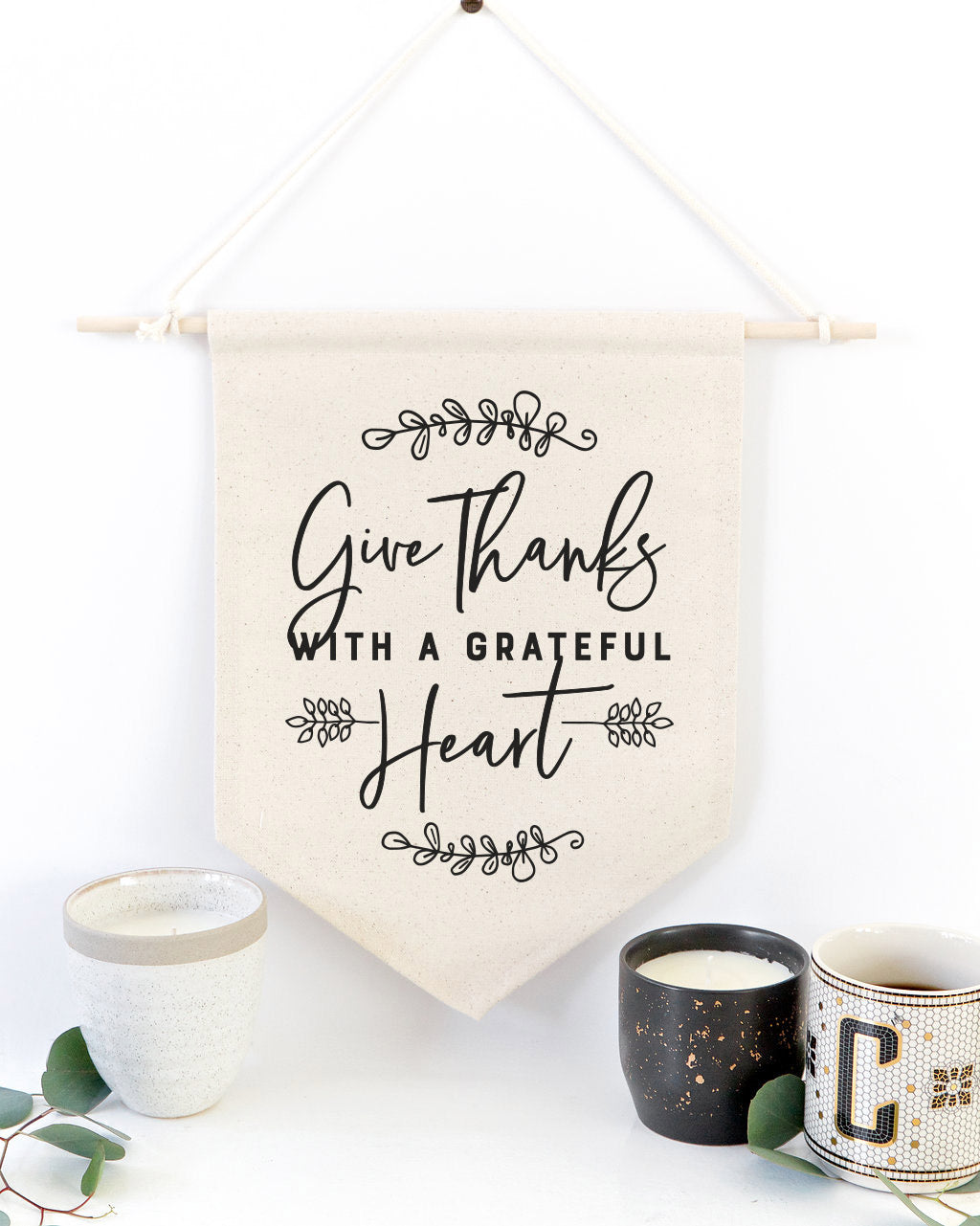 Give Thanks with a Grateful Heart Hanging Wall Banner from The Cotton & Canvas Co.