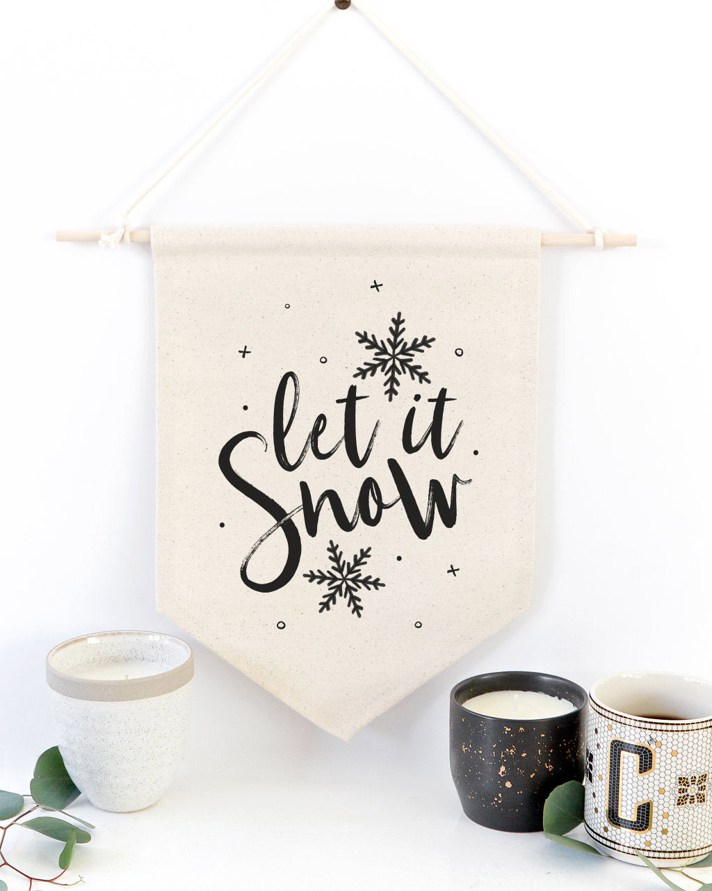 Let It Snow Hanging Wall Banner from The Cotton & Canvas Co.