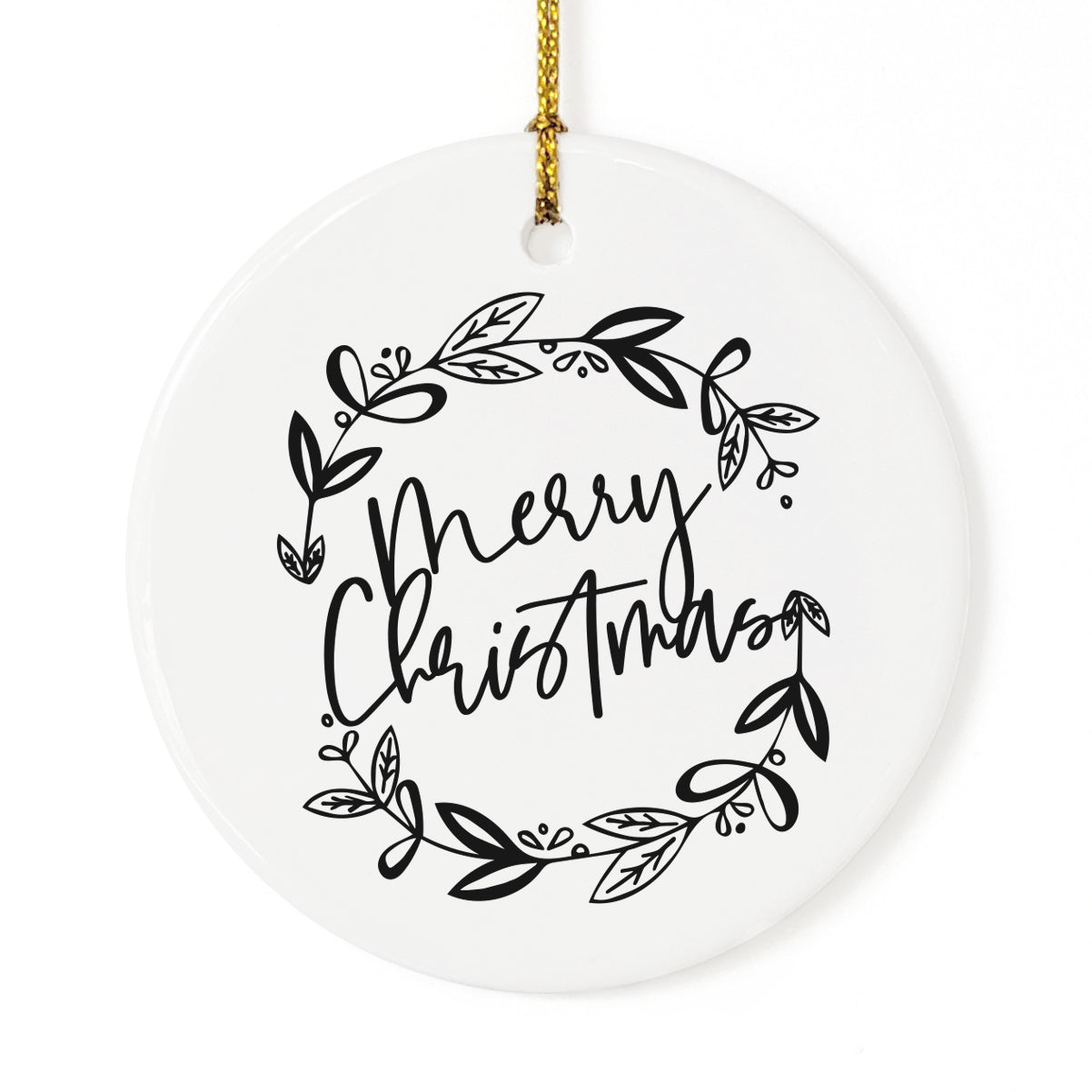 Merry Christmas with Wreath Christmas Ornament from The Cotton & Canvas Co.