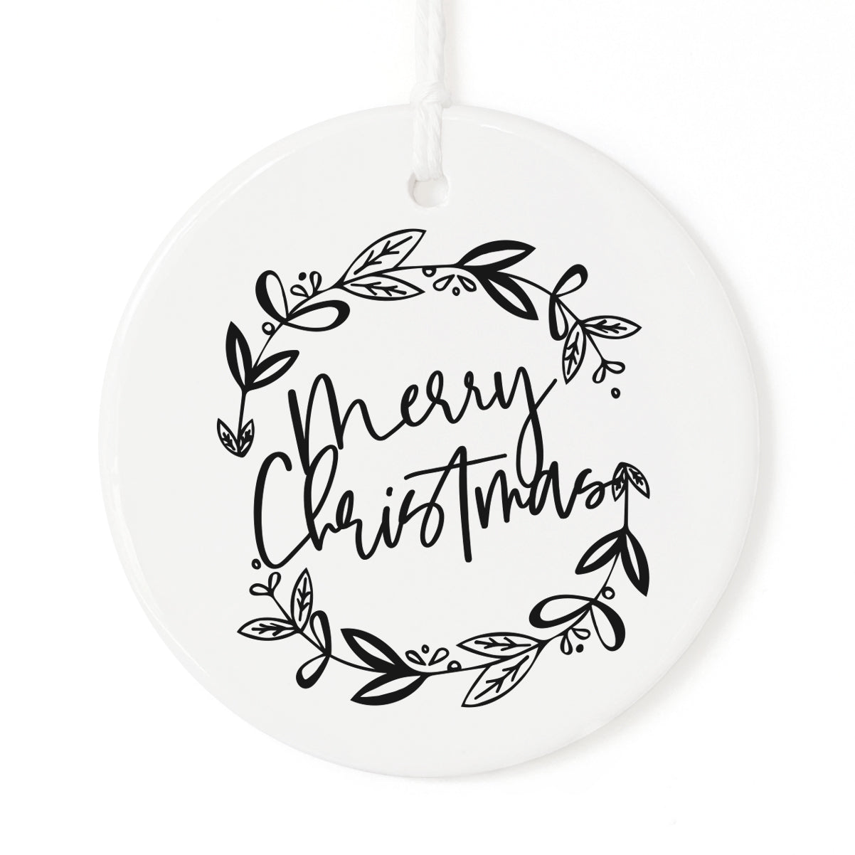 Merry Christmas with Wreath Christmas Ornament from The Cotton & Canvas Co.